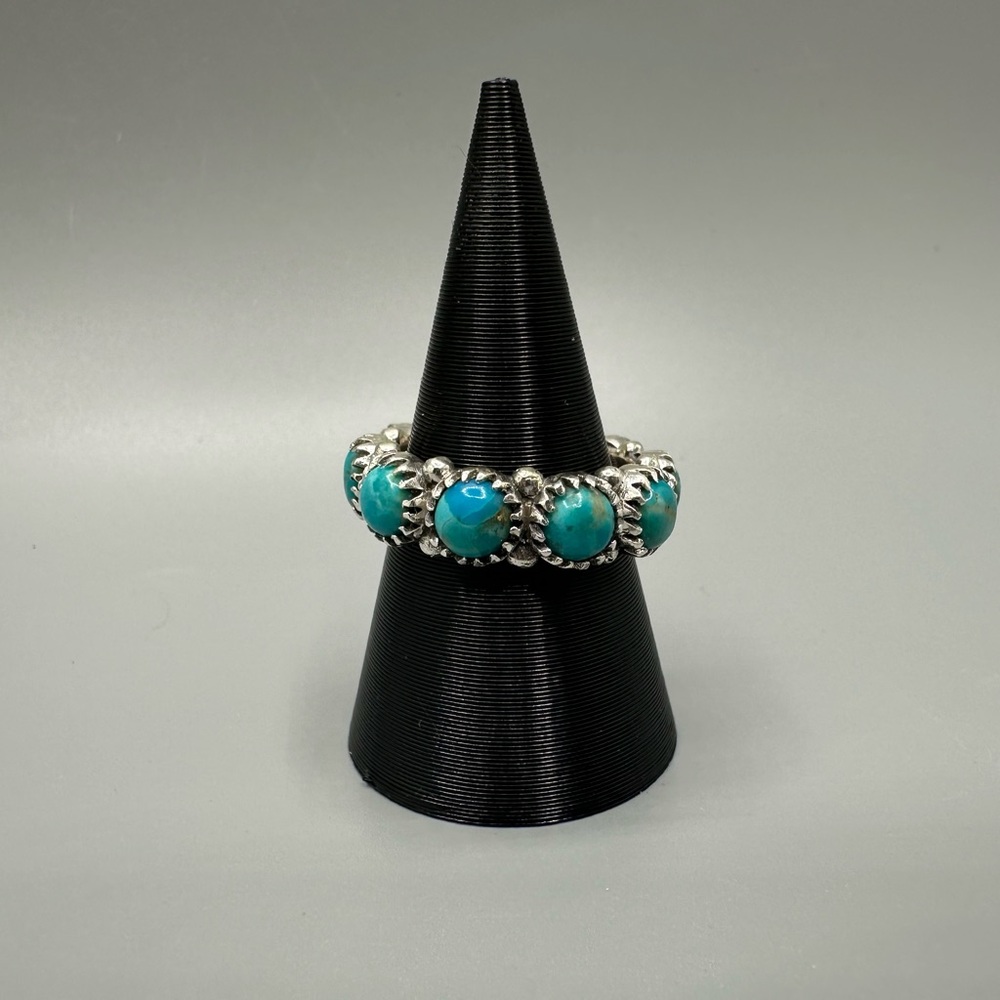 Turquoise Sterling Silver 925 Eternity Band Ring Handmade Size 7